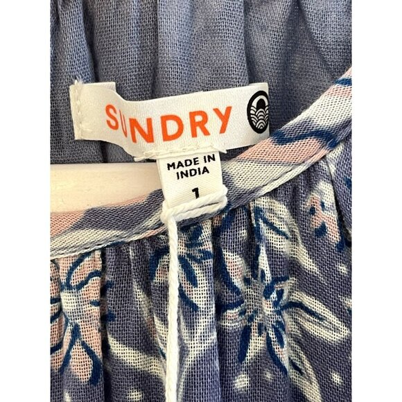 New ANTHROPOLOGIE Sundry Blouson-Sleeve Dress small SIZE 1 Lavender Floral boho - Picture 3 of 7